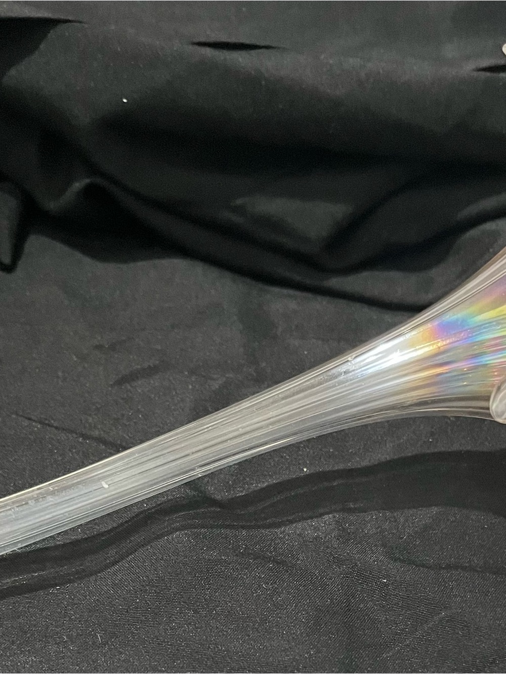 Silvestri Blown Glass Lily Stem Clear Iridescent Lustre Flower 7" - Picture 4 of 10